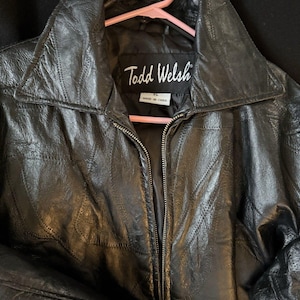 Vintage Todd Welsh Mens Black Leather Patchwork Jacket XL Excellent Condition