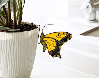 Adorno de cristal con forma de mariposa para macetas - decoración de cristal para macetas, regalo de Navidad