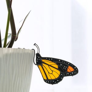 Stained glass butterfly pot stake - glass decor for flower pots, Christmas Gift