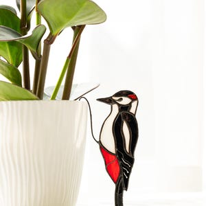 Mothe'rs Gift Stained Glass Woodpecker – Bird Pot Plant, Windowsill Decor