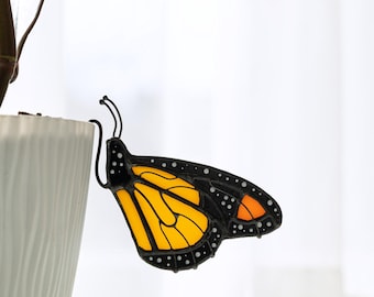 Decoración de vitrales para macetas, estaca de mariposas de cristal, plantas de jardín e interior - Regalo para el Día de la Madre