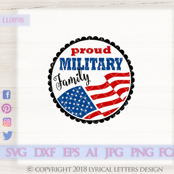 Floating Christmas Ornament Design Proud Military Family Flag LL089 B - SVG DXF Fcm Ai Eps Png Jpg Digital file - Commercial / Personal Use