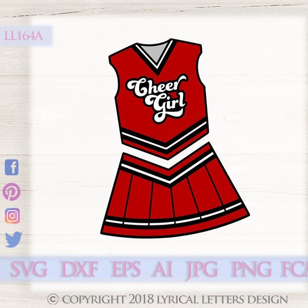 Cheerleader Uniform Cheer Girl Design LL164A - SVG DXF Fcm Ai Eps Png Jpg Digital file for Commercial and Personal Use