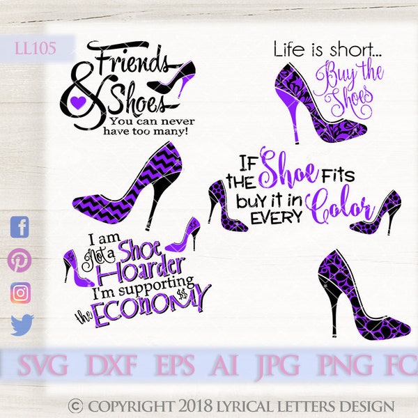 Shoes Buy the Shoes Shoe Hoarder LL105 - SVG DXF Fcm Ai Eps Png Jpg Digital file for Commercial and Personal Use