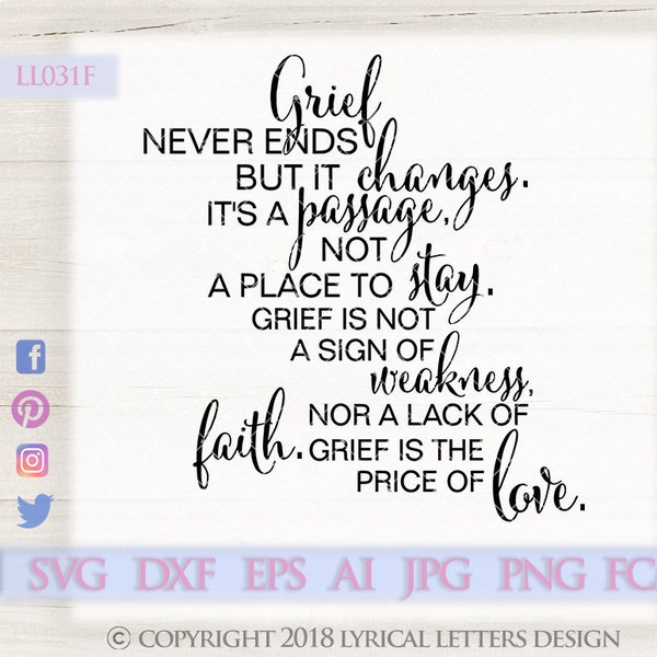 Grief Never Ends Price of Love LL031 F - SVG DXF Fcm Ai Eps Png Jpg Digital file for Commercial and Personal Use