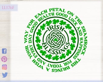 Irish Blessings with Knot St. Patrick's Day LL176 F - SVG DXF Fcm Ai Eps Png Jpg Digital file for Commercial and Personal Use