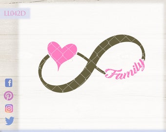 Infinity Family Heart LL042D  - SVG DXF Fcm Ai Eps Png Jpg Digital file for Commercial and Personal Use