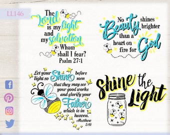 Firefly Lightening Bug Scripture Collection Let Your Light Shine LL146 - SVG DXF Fcm Ai Eps Png Jpg Digital file - Commercial / Personal Use