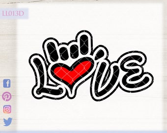 Sign Language I Love you Hand LL013 D - SVG DXF Fcm Ai Eps Png Jpg Digital file for Commercial and Personal Use