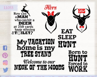 Hunting and Outdoors Deer His and Her Design LL055 - SVG DXF Fcm Ai Eps Png Jpg Digital file for Commercial and Personal Use