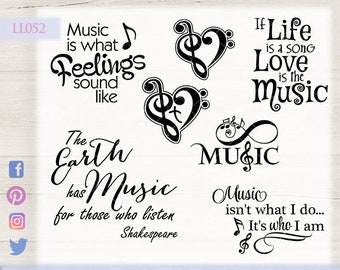 Music Collection LL052 - SVG DXF Fcm Ai Eps Png Jpg Digital file for Commercial and Personal Use