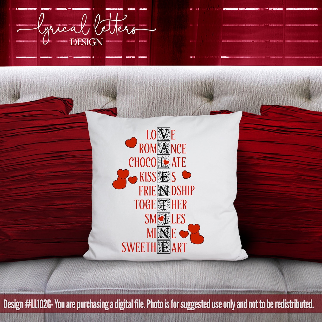 Valentine's Day Word Art With Hearts LL102 G SVG DXF Fcm Ai Eps Png Jpg ...