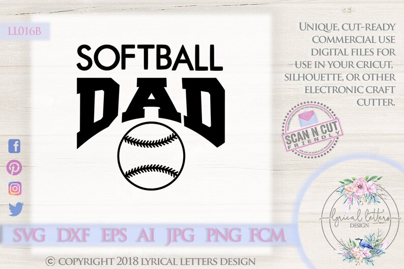 Download Softball Dad Sports SVG LL016 B SVG DXF Fcm Ai Eps Png Jpg ...