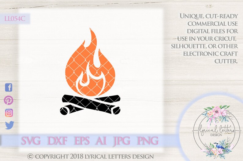 Camping SVG Camp Fire Campfire with Logs LL054 C SvG DxF ...