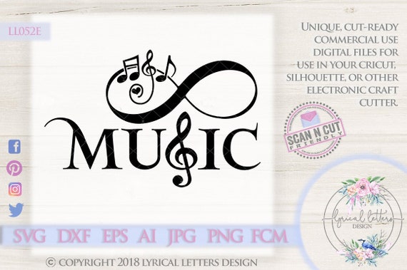 Music Infinity Symbol With Heart Ll052 E Svg Dxf Fcm Ai Eps Etsy