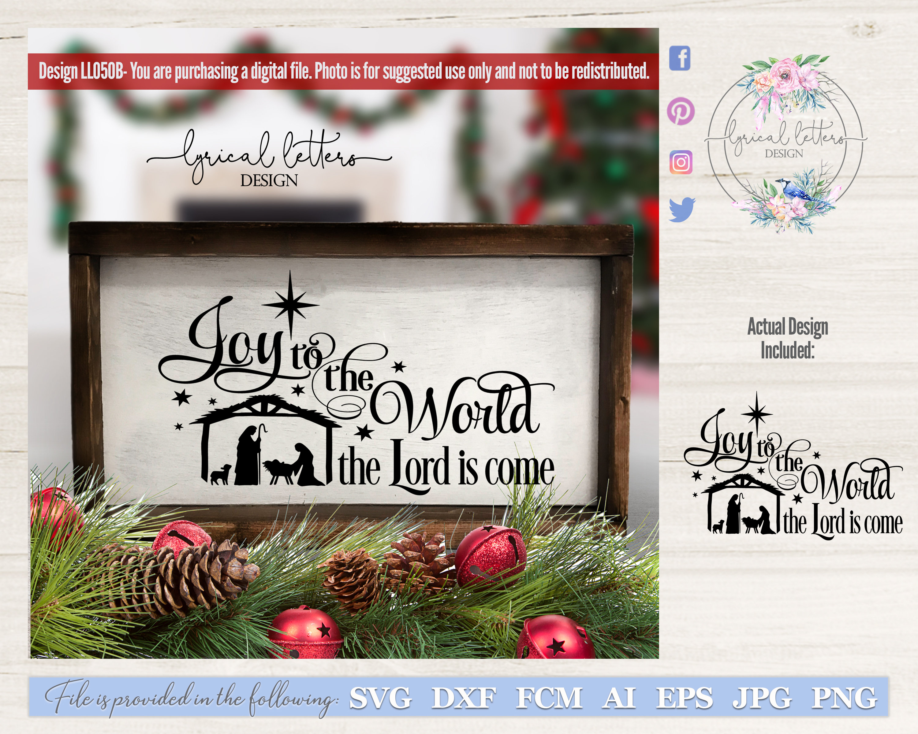 Joy To the World Christmas SVG Digital Cut File for use with Cricut S…