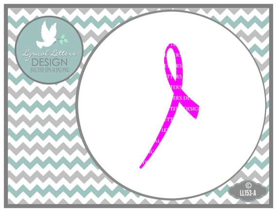 Pink Ribbon SVG Cancer Awareness Ribbon Artwork LL153 A - SvG DxF Ai EpS  PnG JpG Vector Digital File For Cricut Silhouette & Other Cutters