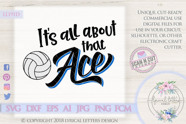 It's All About That Ace Volleyball Design LL191 D SVG Etsy