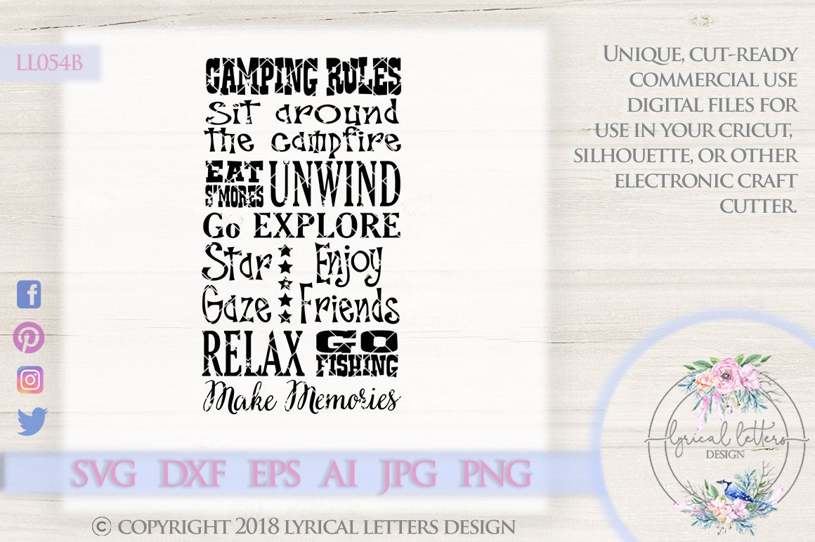 Download Camping SVG Camping Rules Subway Art LL054 B SvG DxF Ai ...