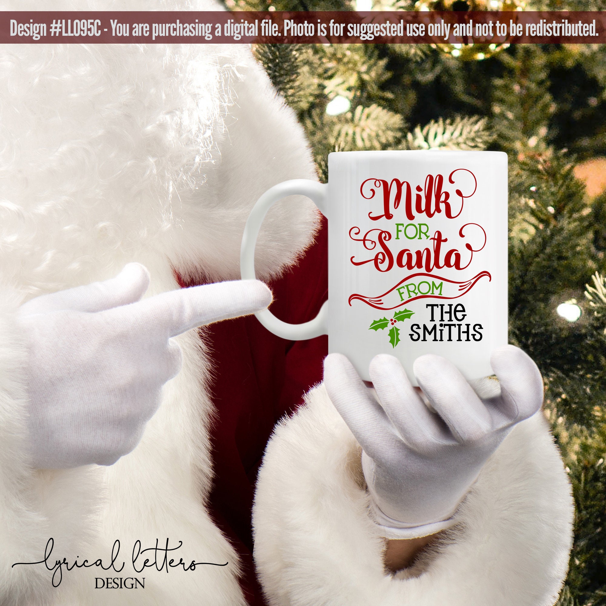 Milk for Santa Mug Cup Design LL095 C SVG DXF Fcm Ai Eps Png | Etsy