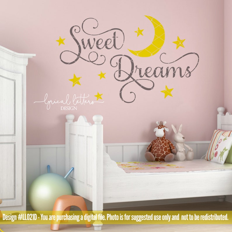 Download Sweet Dreams Moon and Stars LL021 D baby SVG DXF Fcm Ai ...