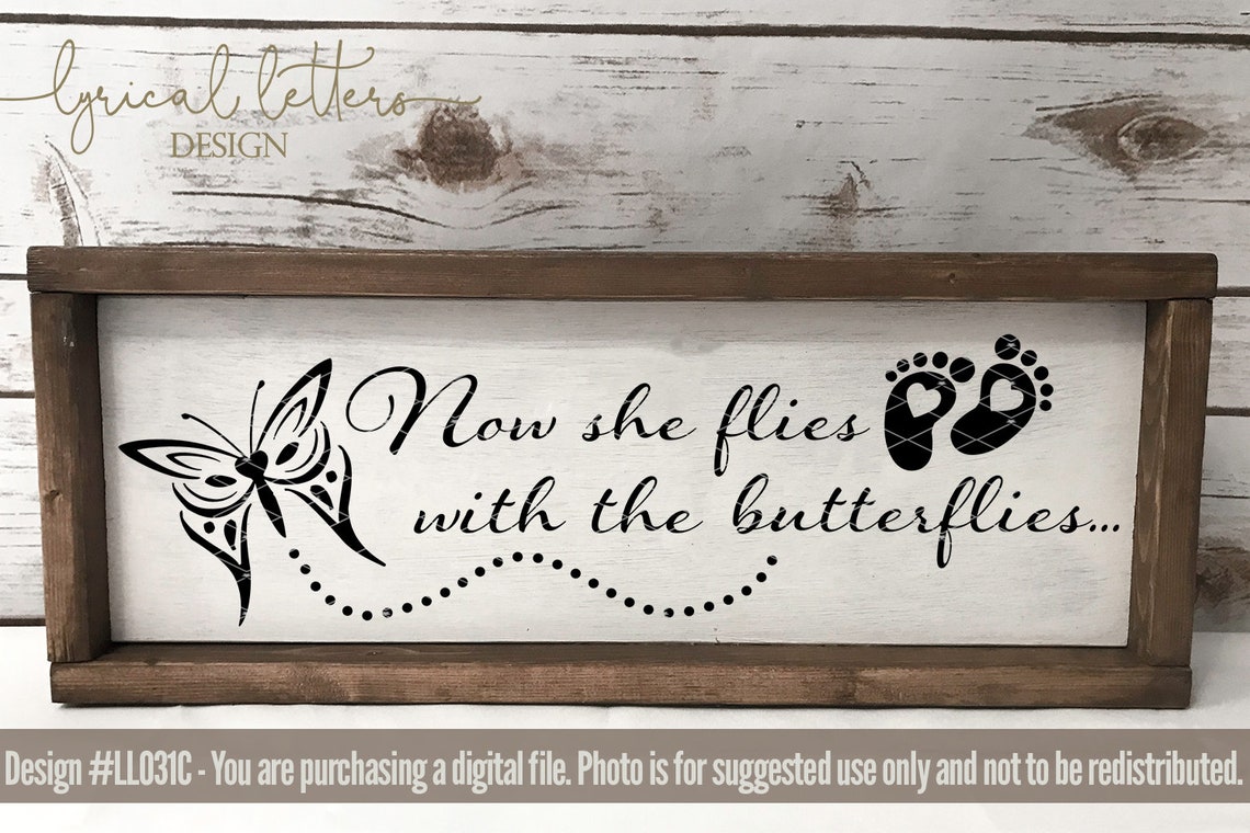 Now She Flies with Butterflies LL031 C SVG DXF Fcm Ai Eps Etsy