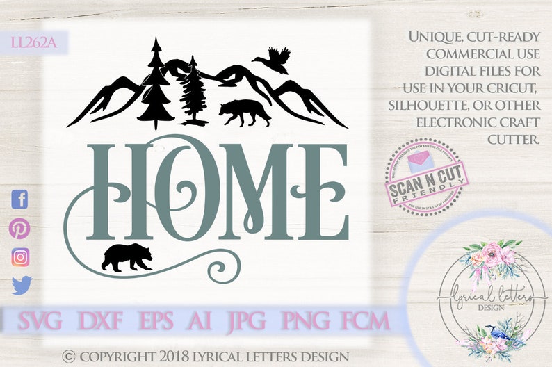 Download Home SVG with Mountain Scene LL262A SVG DXF Fcm Ai Eps Png ...
