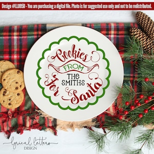 Cookies for Santa Plate/Charger Design LL095 D - SVG DXF Fcm Ai Eps Png Jpg Digital file for Commercial and Personal Use