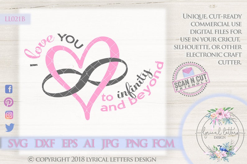 I Love You To Infinity And Beyond Ll021 B Baby Svg Dxf Fcm Etsy