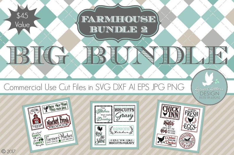 Farmhouse Style Crafter's Bundle LLBB003 SVG Cut File Includes ai, svg for Cricut , dxf for Silhouette users, png, jpg image 1