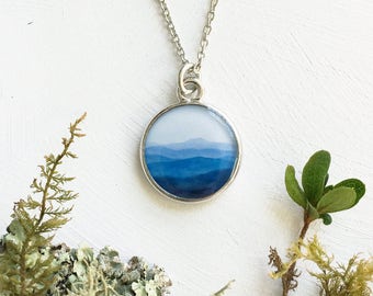 MOUNTAIN NECKLACE | The Mountains are Calling and I Must Go | Silver Blue Mountain Ridge Jewelry | Go Adventure Go Seeking | Mountain Love