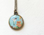 Hummingbird Necklace, Colorful Necklace, blue Unique Bird Jewelry, Hummingbird Gift with Infinity Symbol Grief and Mourning Healing Joy Bird