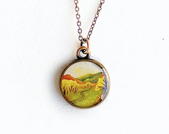 Autumn Road Bronze Necklace, Autumn Necklace, Fall Colors, Leaves Changing