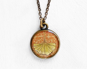 Ginkgo Necklace, Leaf Necklace, Leaf Jewelry, Ginkgo Leaf, Ginkgo Jewelry | Fall Style, Yellow Orange Pendant