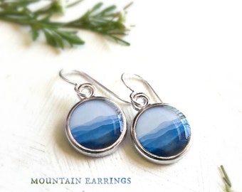 Mountain Jewelry, Blue Mountain Earrings, Nature Gift, Blue Ridge Mountains, Appalachian Jewelry, Mountain Art, Blue Ridge Mountain Print