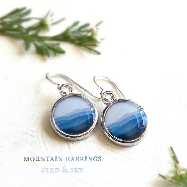 Mountain Jewelry, Blue Mountain Earrings, Nature Gift, Blue Ridge Mountains, Appalachian Jewelry, Mountain Art, Blue Ridge Mountain Print