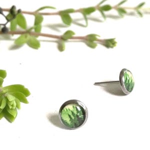 Tree Earrings, Evergreen Tree, Tree Studs, Green Forest Earrings, Green Earrings, Forest Earrings, Forest Lover Gift