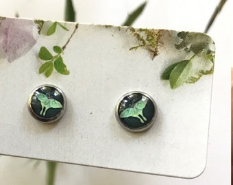 Luna Moth Stud Earrings, Luna Earrings, Stud Earrings,  Hypoallergenic Posts