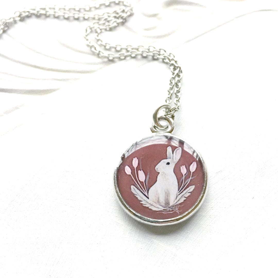 3 pezzi di coniglietto di pasqua collana orecchini gioielli set