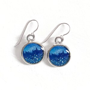 Night Sky Sterling Silver Earrings: Firefly Forest Art