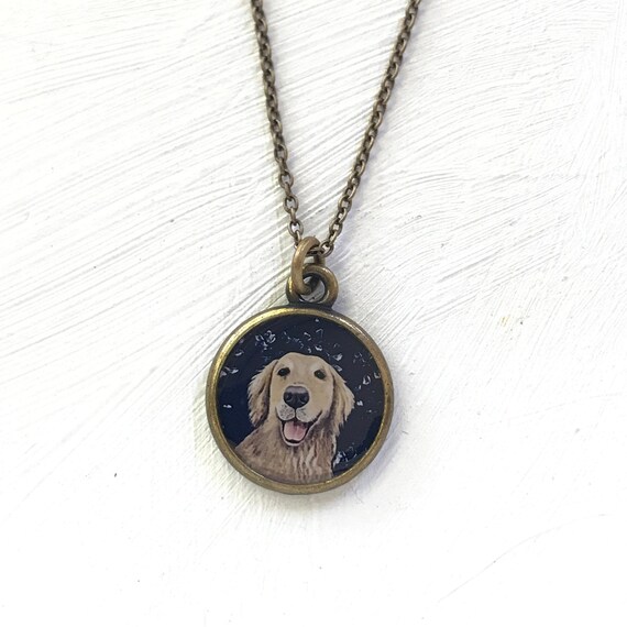 Golden Retriever Necklace Dog Pendent Etsy