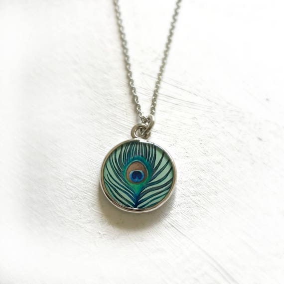 Peacock Feather Peacock Jewelry Bird Feather Necklace Feather