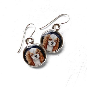 Cavalier King Charles Spaniel, King Charles Earrings, Little Dog Earrings, Brown and White Dog Earrings, Cavalier, Spaniel