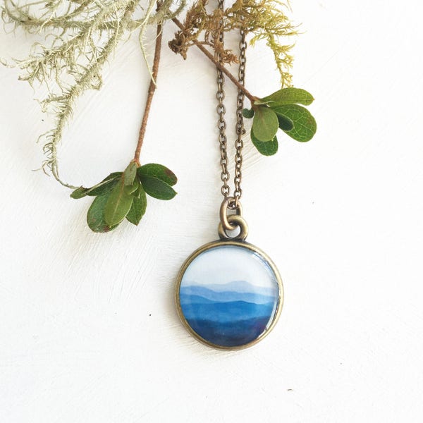 BLUE MOUNTAIN NECKLACE | Mountain Pendant | Gift for Hiker | Mountains Necklace | Outdoors Jewelry | Hiking Jewelry