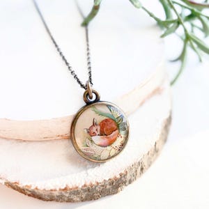 Handmade FOX NECKLACE, Illustrated Fox Jewelry, Red Fox Necklace, Fox Art Necklace, Handmade Woodland Pendant