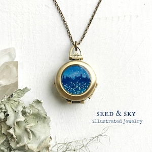 Stars and Fireflies Locket, Unique Personalized Gift, Fireflies, Lightning Bug Necklace, Special Gift