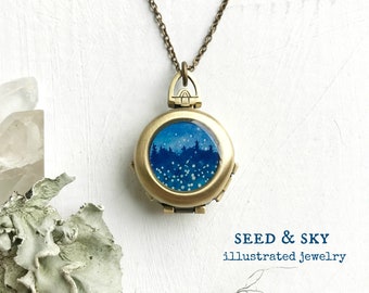 Stars and Fireflies Locket, Unique Personalized Gift, Fireflies, Lightning Bug Necklace, Special Gift