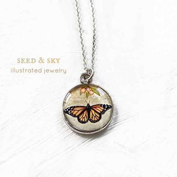 Monarch Butterfly Necklace Monarch Necklace Nature Jewelry