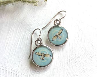 Silver Hawk Earrings, Red Tailed Hawk, Hawk Jewelry, Flying Hawk