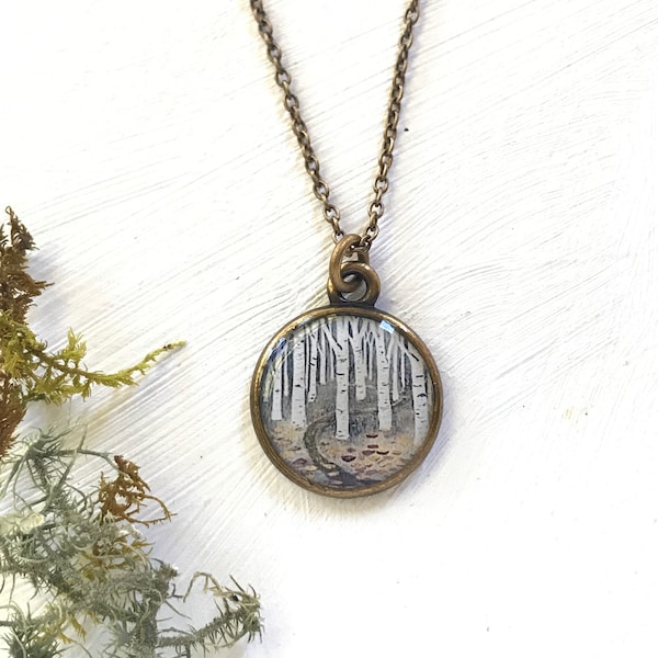 Birch Tree Necklace, Birch Forest, Birch Forest Art